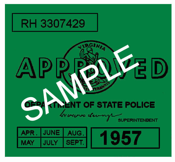 Modal Additional Images for 1957 Virginia INSPECTION Sticker